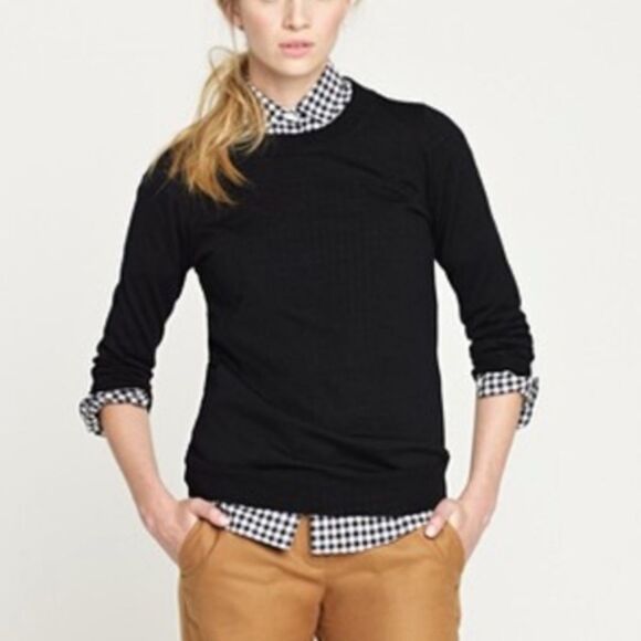 J. Crew Sweaters - J. Crew Sweater Marino wool slim fit top long sleeve black medium M